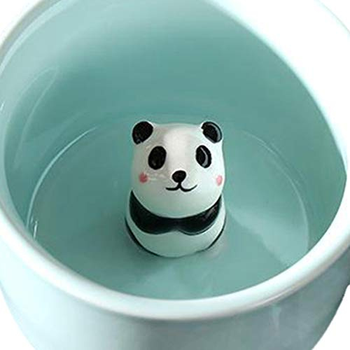OUOULAJY Taza de cerámica con diseño de animales lindos en el interior, taza de café, té, leche, dibujos animados 3D, panda