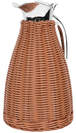SIXRUN Carafe Tossicola Termica in Acciaio Inossidabile in Acciaio Inossidabile Intrecciato, 1,5 Litri di Brocca Isolata a Parete, Calore di 12 Ore, Fidelizzazione a Freddo 24 Ore, (Brown)