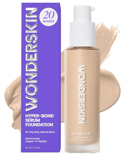 Wonderskin Hyper Bond Serum-Foundation mit 24-Stunden-Halt – Wasserfest, Wischfest, Langhaftendes Make-up mit Niacinamid & Hyaluronsäure – Leichtes, Natürliches Finish (Echo)
