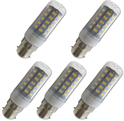 Aoxdi Ampoules LED B22d 7W, Blanc Chaud, 48 SMD 5730 LED Maïs Lampe | B22 LED Non Dimmables, AC220-240V, Lot de 5