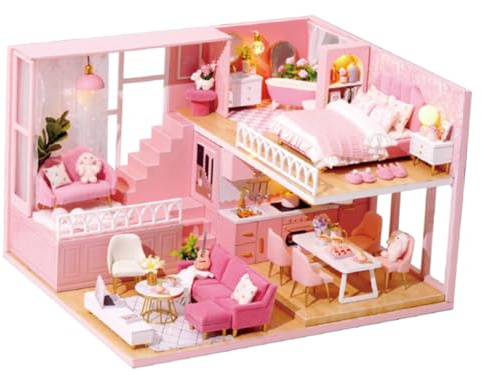 ZUNOXAZ Casa in Miniatura da Costruire per Ragazzo Ragazza Giocattolo Fai-da-te in Plastica Creativa Decorazioni per Soggiorno e Gioco di Ruolo Immaginativo