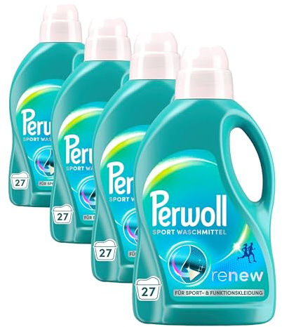 Perwoll Sport Waschmittel (27 Waschladungen), Hygiene Waschmittel reinigt sanft, entfernt schlechte Gerüche & erhält die Elastizität, für Sport- und Funktionskleidung, mit Dreifach-Renew-Technologie