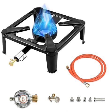Réchaud à Gaz Portable Pour Extérieur, Équipé d'Un Tuyau Flexible De 1,5 Mètre Et d'Un Détendeur, Supportant 40 Kg, Anti-Rouille Et Stable, Idéal Pour Le Camping, Les Fêtes Et Les Pique-Niques