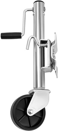 Rueda de apoyo para remolque con rueda de 6 pulgadas, capacidad de carga de 540 kg, pie de apoyo soldado con manivela, altura ajustable 32-57 cm, rueda de soporte para remolque, rueda de apoyo manual