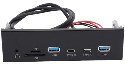 Jectse 5.25 Inch Front Panel Hub with 2 USB 3.2 Gen1 Ports Type C Ports Headphone Jack, for 7 8 10 11 2003 OS X PC Optical Drive Bay