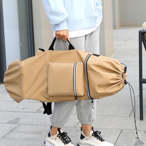 Tidevib Skateboard-Rucksack, 110 cm, Longboard-Tragetasche, elektrische Boards, Standard-Decks, leicht, wasserabweisend, Oxford-Tragetasche mit Griff und Riemen, Khaki