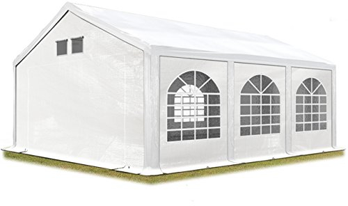 TOOLPORT Tendone per Feste Gazebo 4x6 m Bianco PE 550 N Impermeabile Protezione UV Tenda Giardino Sagre Eventi Mercati Esterno con Telaio a Pavimento