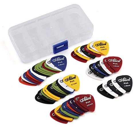 60 Stück Plektren Plektrum Guitar Picks - - Mix von Größen 0.58/0.71/0.81/0.96/1.20/1.50 (mm) - Gitarrenplektren Zelluloid Plektren Pick Plektrum mit der pvclbox