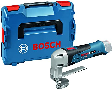 Bosch Professional 12V System cisaille à tôle sans-fil GSC 12V-13 (avec clé 6 pans, 1 lame supérieure et 1 lame inférieure pour cisaille à tôle, calage L-BOXX, L-BOXX)