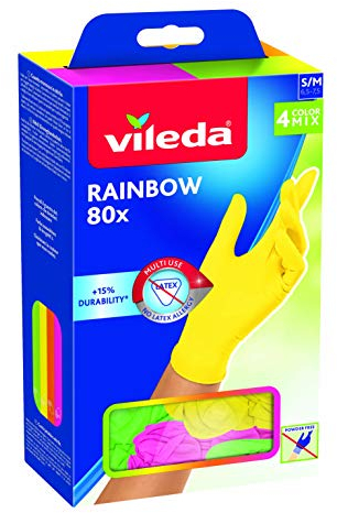 Vileda Rainbow Guanti Multiuso, Nitrile, Multicolore, 80 Pezzi, M/L
