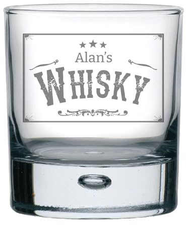 YouPersonalise Personalised Engraved Bubble Whiskey Tumbler Glass - Choose Your Name Glass with a Cool Design