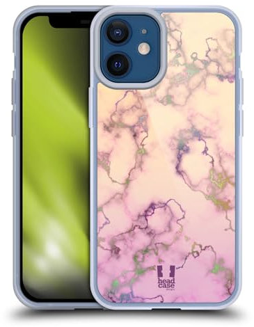 Head Case Designs Lillà E Crema Marmoreo Cangiante Custodia in Gel [Protezione di Grado Militare] Compatibile con Apple iPhone 12 Mini E Compatibile con MagSafe