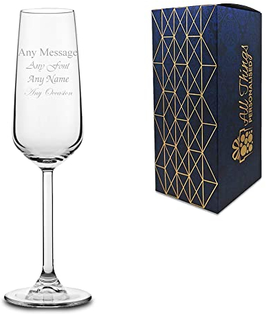 Personalised Engraved Allegra Stemmed Champagne Flute, Arrives Gift Boxed, Personalise with Any Message for Any Occasion