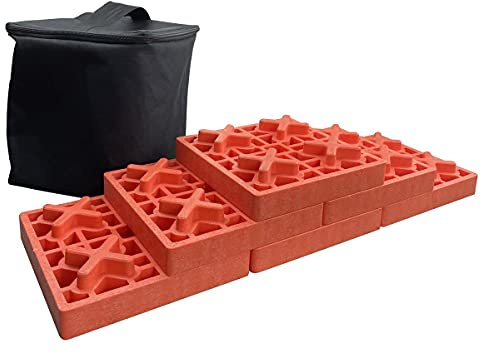 TOPWAY 6 Pezzi Blocchi di Gommapiuma per Autolivellanti per Caravan, Blocco di Supporto della Ruota Dell'auto Ideali per Livellare Ruote Singole e Doppie, Livellatrici per Camper
