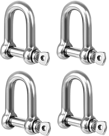 TERF M12 Heavy Duty Commercial D-Shackle Steel M12 (12mm) D-Shackle Ring Use For Heavy Duty Construction Rigging Vehicle Recovery Hauling Tie Downs Hanging and Multi Purpose Use - Pack of 4, Silver