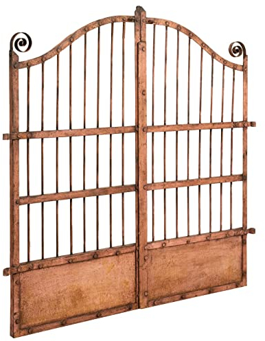 Biscottini Gartentor Metall 115x6x115 cm - Gartentür Metall - Doppelstabmattenzaun Tor - Vintage Doppelflügeltore