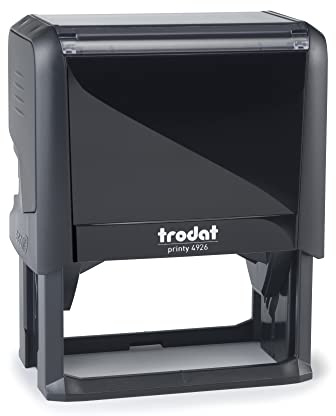 Trodat Printy 4926 - Gehäusefarbe eco schwarz - mit Wunschtext personalisierbarer Namensstempel, Adressstempel oder Textstempel - 9 Zeilen - 75x38mm