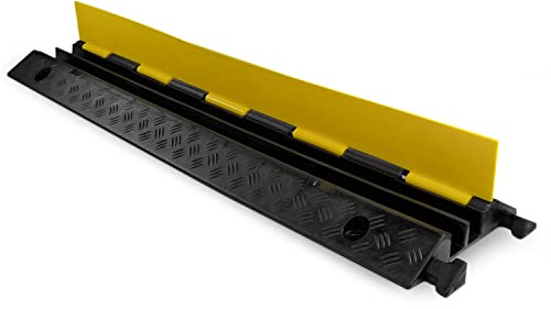 wolk Kabelbrücke 2 Kanäle, Überfahrschutz 8 t, Schlauchbrücke Schwarz/Gelb | Überfahrbarer Kabelschutz für Leitungen und Schläuche, modular erweiterbar, rutschfest, für Innen- und Außenbereich.