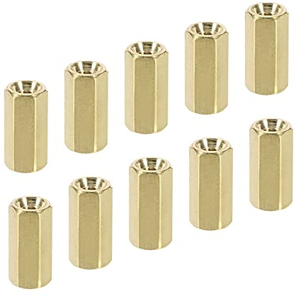 YOKIVE 50Stk M2.5 Sechskant Leiterplatte Abstandshalter Gold Ton 10 mm | Messing, Muttern Halten Höhe konsistent, Ideal für Hauptplatine Schaltung Platine Elektronik