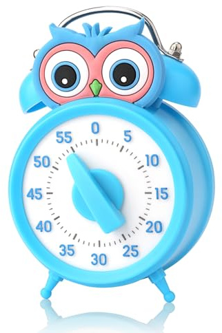 Vspek Timer Visivo da 55 Minuti für Kinder und Erwachsene - Conto Alla Rovescia Silenzioso di Gestione del Tempo für Klassenzimmer oder Besprechungen - Blaue Eule