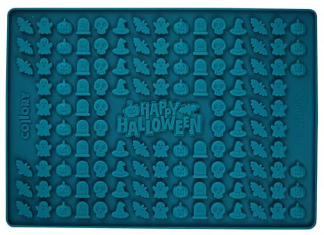 Collory Backmatte Hundekekse, Leckerlis in MINI HALLOWEEN MOTIVE (ca. 2cm), Silikon Backform, Hitzebeständig, Lebensmittelecht & Bpa-frei