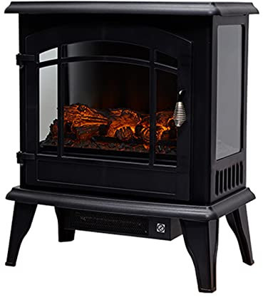 caminetto elettrico decorativo Stufa elettrica del camino, stufa del camino del riscaldatore di spazio del nero indipendente con le fiamme e ceppo realistici, riscaldatore elettrico portatile 1800W fo
