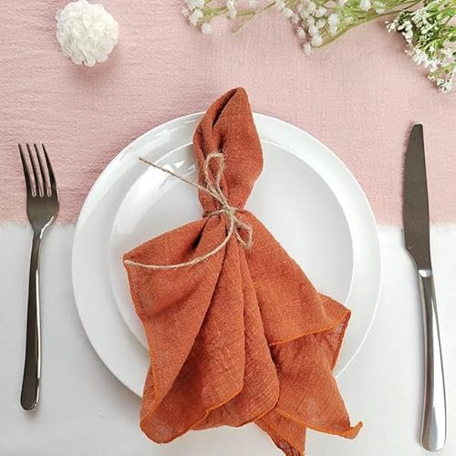 THAYLA Set mit 12 42 x 42 cm dunkelblauen Stoffservietten zum Nähen, Baumwollservietten, Gaze-Stoffservietten, weiche Baumwoll-Leinen-Mischservietten für Hochzeiten