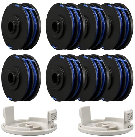 RAC123 Rasentrimmer-Spule für Ryobi mit RAC122 Spulenkappe, Spule Rasentrimmer Trimmer kompatibel mit RLT4027, RLT4125, RLT5027, RLT6030, RLT5127, RLT6130-5132002670 (8 Spulen + 2) Kappen)