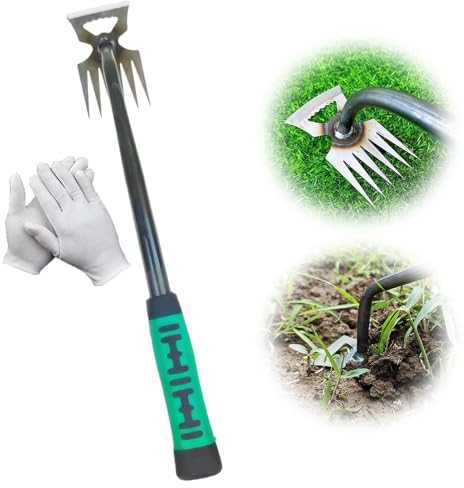 Gartenarbeit Hand Unkrautstecher, Unkraut Entferner Gerät, Fugenreiniger Unkraut, Outdoor-Garten-Reinigungsschaufel, Gartenwerkzeug, Unkraut Entferner Gerät, Fugenkratzer Mit Stiel (6 Zähne)