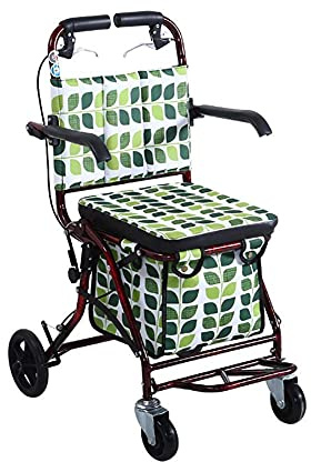 Walker, Rollator Walker Och Transportstol För Seniorer Fällbara Halkfria Rollatorer Med Väska Lätt Aluminium Justerbar Utomhus