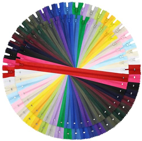 DOITEM Nylon Fermeture éclair pour L'artisanat de Couture | 24 Couleurs Mélangées #3 | 48 Pcs/Paquet (Multicolore, 20CM 30CM)