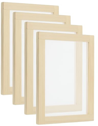 PATIKIL 9.8x7.8 Wooden Paper Making Screen, 4 Pack Paper Making Mould Frame Papermaking Mould Deckle for DIY Paper Craft Dried Flower Handcraft, Natural Color