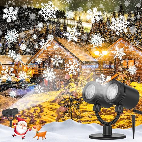 SZGIARUY Proyector de luz de copo de nieve, proyector de luz LED de Navidad de copo de nieve, decoraciones navideñas impermeables para patio al aire libre y hogar