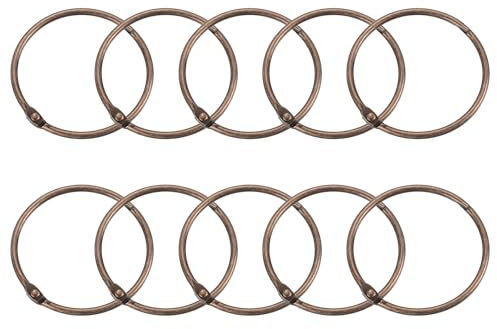 QUARKZMAN Anneaux de Rideau de Douche, 12 Pièces - Anneaux de Rideau de Douche à Pression Ronde en Acier au Carbone, Anneaux de Reliure à Feuilles Mobiles de 2 Pouces (Cuivre)