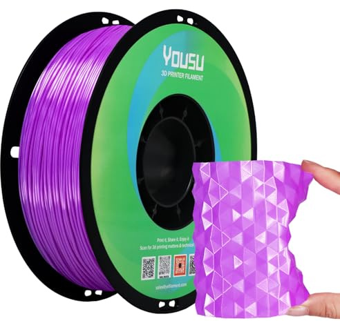 YOUSU Silk TPU Filament 1,75 mm, flexibles 95A TPU 3D-Drucker-Filament, 1-kg-Spule, Maßgenauigkeit +/- 0,02 mm, Seiden-TPU, Violett