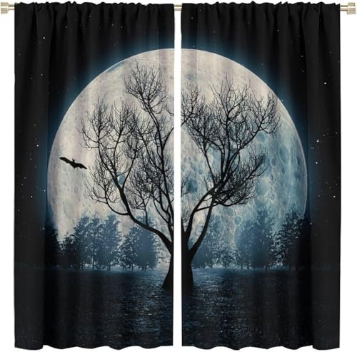 3D Waldlandschaft Gardinen Mit Ösen 150 (B) X 166 (H) cm Mikrofaser Vorhang Blickdicht Verdunkelungs Kälteschutzvorhang 2Er Set Für Wohnzimmer Schlafzimmer Küche Junge Mädchen 9426351203654