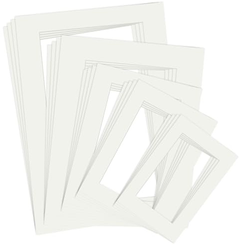 20 weiße Passepartouts, 5 Größen, gemischte Passepartouts, Bilderhalterungen für Rahmen, Passepartouts für Bilder, Poster und Gemälde