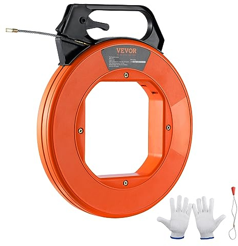 VEVOR Fish Tape, 125-foot, 3/16-inch, PET Wire Puller with Optimized Housing and Handle, Easy-to-Use Cable Puller Tool, Flexible Wire Fishing Tools for Walls and Electrical Conduit, Non-Conductive