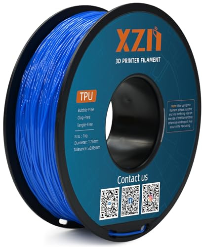 XZN TPU Filament 1.75mm für 3D-Drucker, TPU 95A Flexibel Filament 3D Drucker Filament,1kg Spule,TPU Blau