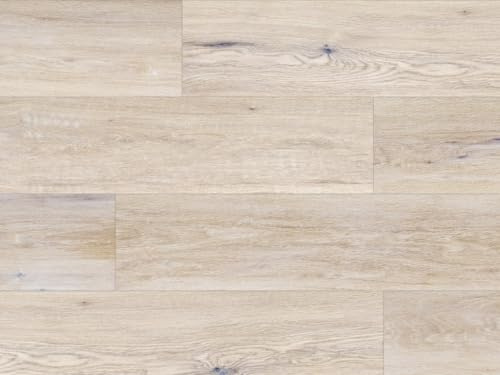 Granorte Korkboden Natur mit integrierte Kork-Dämmung zum klicken, Bodenbelag 8,5mm, Landhausdiele Korkoberfläche, Fußwarm Kork-Fußboden klicksystem, 1Paket(2,03m²)-DESIGNTrend Eiche Pearl