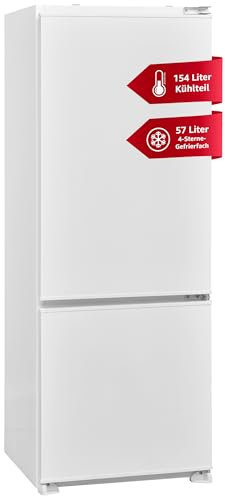 TELEFUNKEN Einbau-Kühl-Gefrierkombination | Einbaukühlschrank mit Gefrierfach (4-Sterne) | 144cm Nische | 211 Liter Gesamt-Nutzinhalt | Schlepptür | Less Frost | Temperaturregelung | C-EKG-144-ST-E