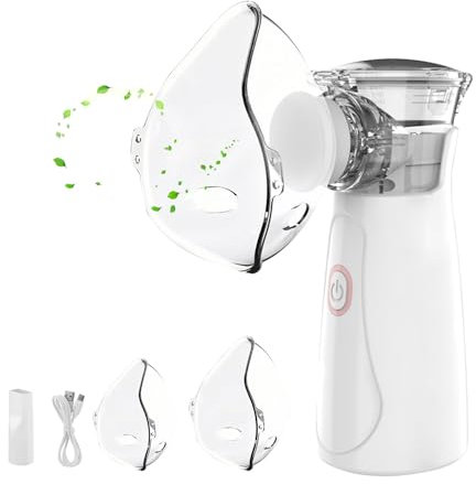Nebuliser Machine for Adults & Kids – Portable Handheld Inhaler Spray Nebuliser with 2 Masks & Mouthpiece, Rechargeable Silent Nebulizer for Home and Travel, Easy to Use & Clean
