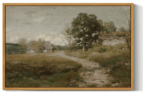 ARPEOTCY Leinwand Bilder mit Rahmen, Groß Vintage Wanddeko, Wandbilder Wohnzimmer Schlafzimmer Badezimmer Küche, Bauernhaus Zimmer Deko Aesthetic, Landschaft kunstdrucke Painting, 60x40cm