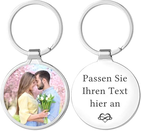 FKF Schlüsselanhänger Personalisiert mit Foto, Beidseitig Bild Druck | Schlüsselanhänger personalisiert mit Foto. Beidseitiger UV-Farbdruck. Hochwertiges Geschenk für Weihnachten, Papa & Mama
