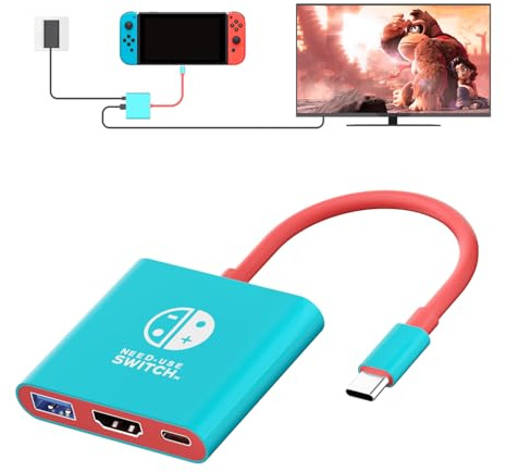 TNATRA Switch 2 Dock 3-in-1 Portable TV Dock Station with HDMI 4K@60Hz, USB 3.0 and 100W PD Charging