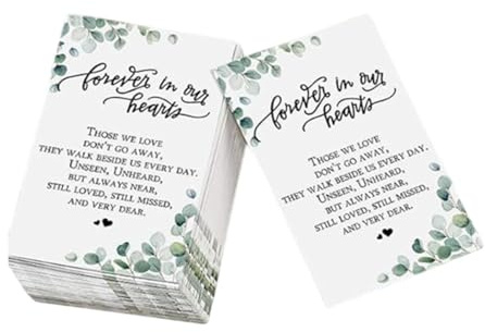 100 Pieces Bereavement Prayer Cards Funeral Memorial Cards with Coated Paper 3.15x1.97 Inch for Sympathy Occasions