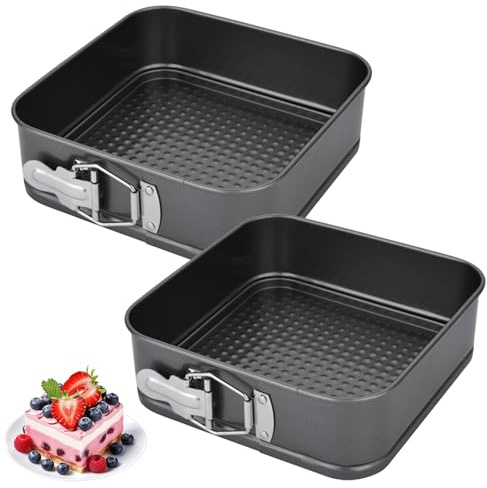 IVEOPPE Springform 15,5cm Quadrat Backform - 2 Stück Klein Kuchenform mit Antihaftbeschichtung, Mini Backformen, Tortenform, Kuchenformen für Kuchen Backen