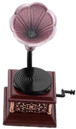 Hemobllo Maison de Poupée Décoration Vintage Rétro Meuble Miniature Gramophone pour Garçon Fille et Collectionneurs