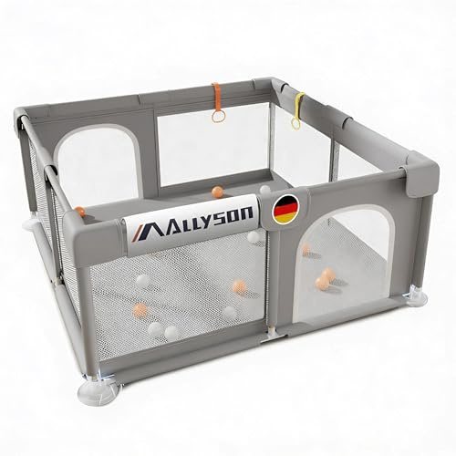 Allyson® Laufstall & Laufgitter Baby (Grau, 130 x 130cm)