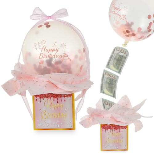 Geldgeschenke Geburtstag DIY Überraschungsbox mit Luftballons, Luftballon Pull Up Geburtstag Geldgeschenk, Geldgeschenke Verpackung, Surprise Box Verpackung für Familie, Kinder, Freunde
